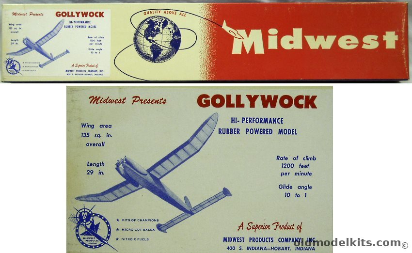 Midwest Wally Simmers' Gollywock - 32 inch Wingspan Class C Aircraft, 403 plastic model kit